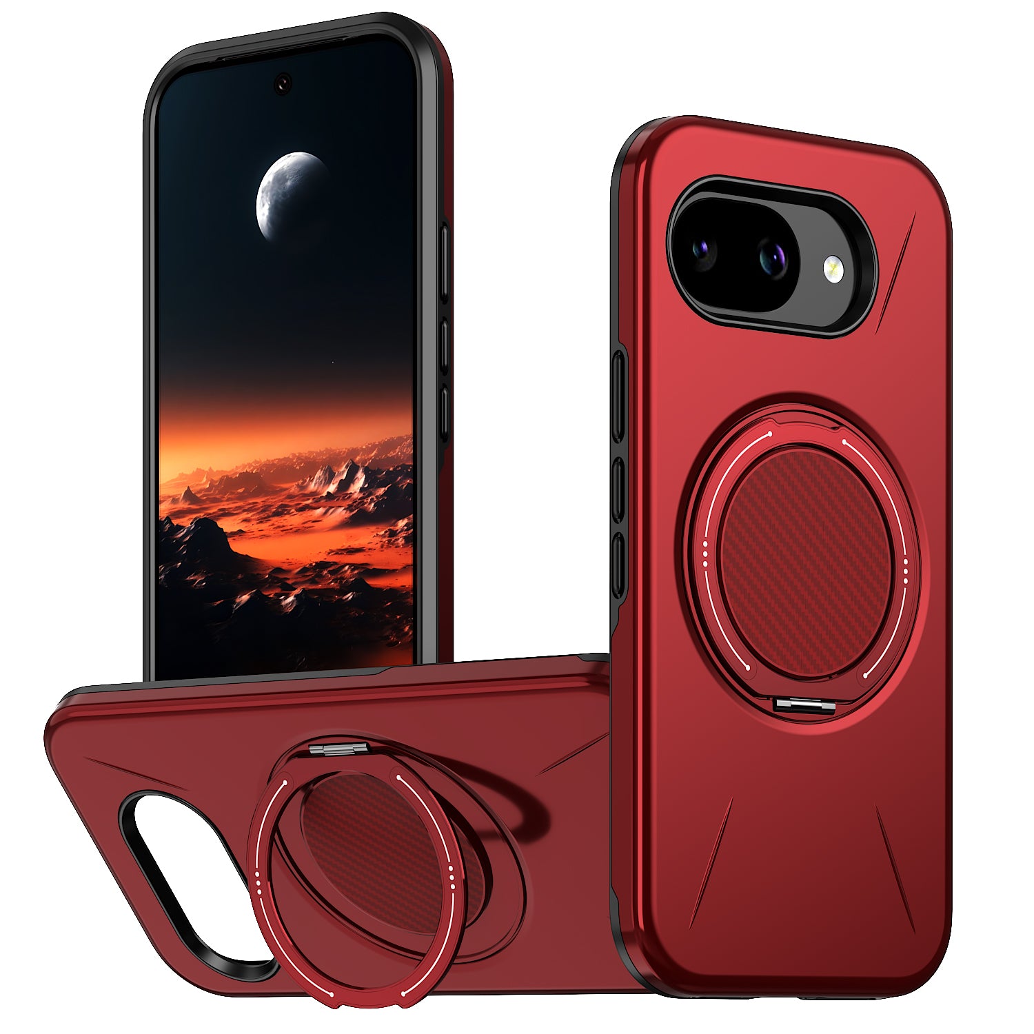 For Google Pixel 10a Magnetic Case Rotating Kickstand TPU + PC Phone Cover