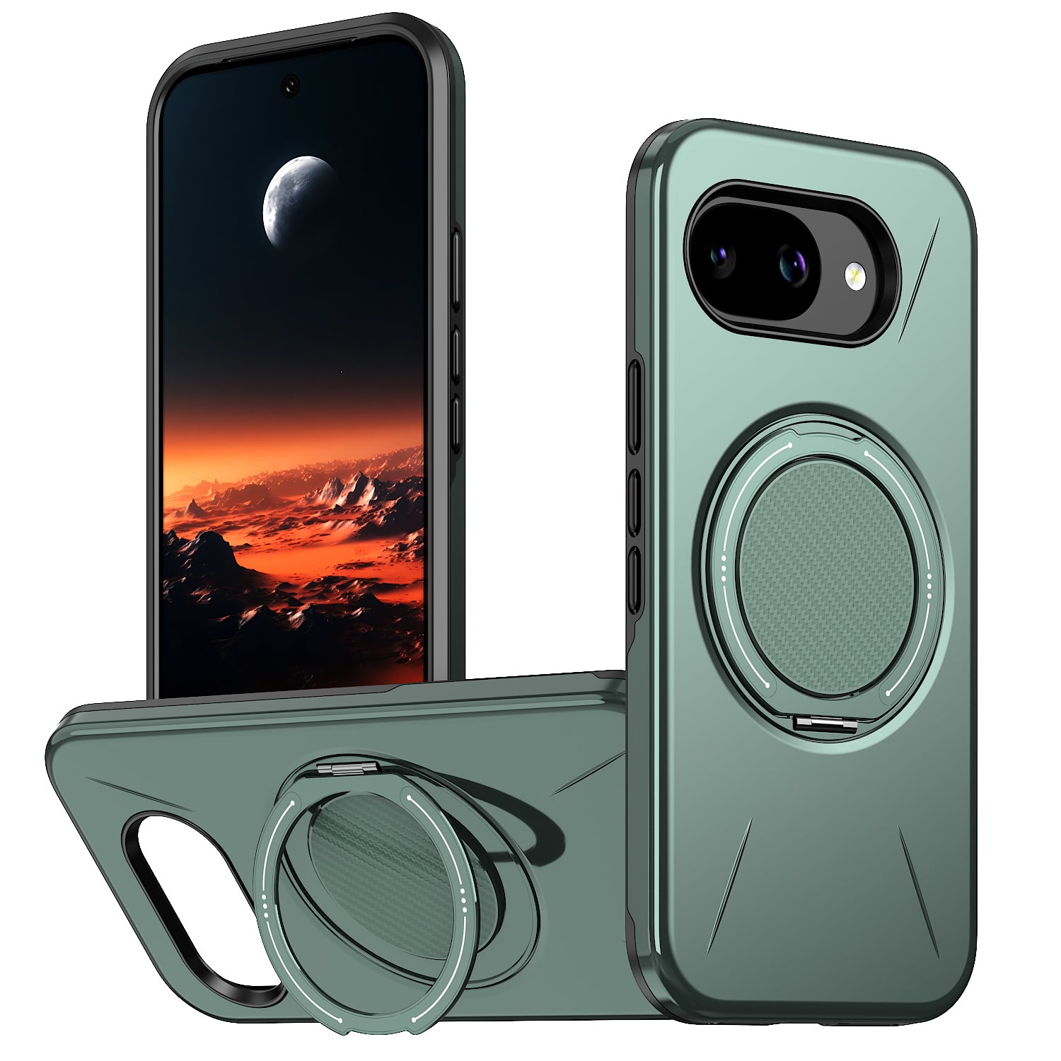 For Google Pixel 10a Magnetic Case Rotating Kickstand TPU + PC Phone Cover