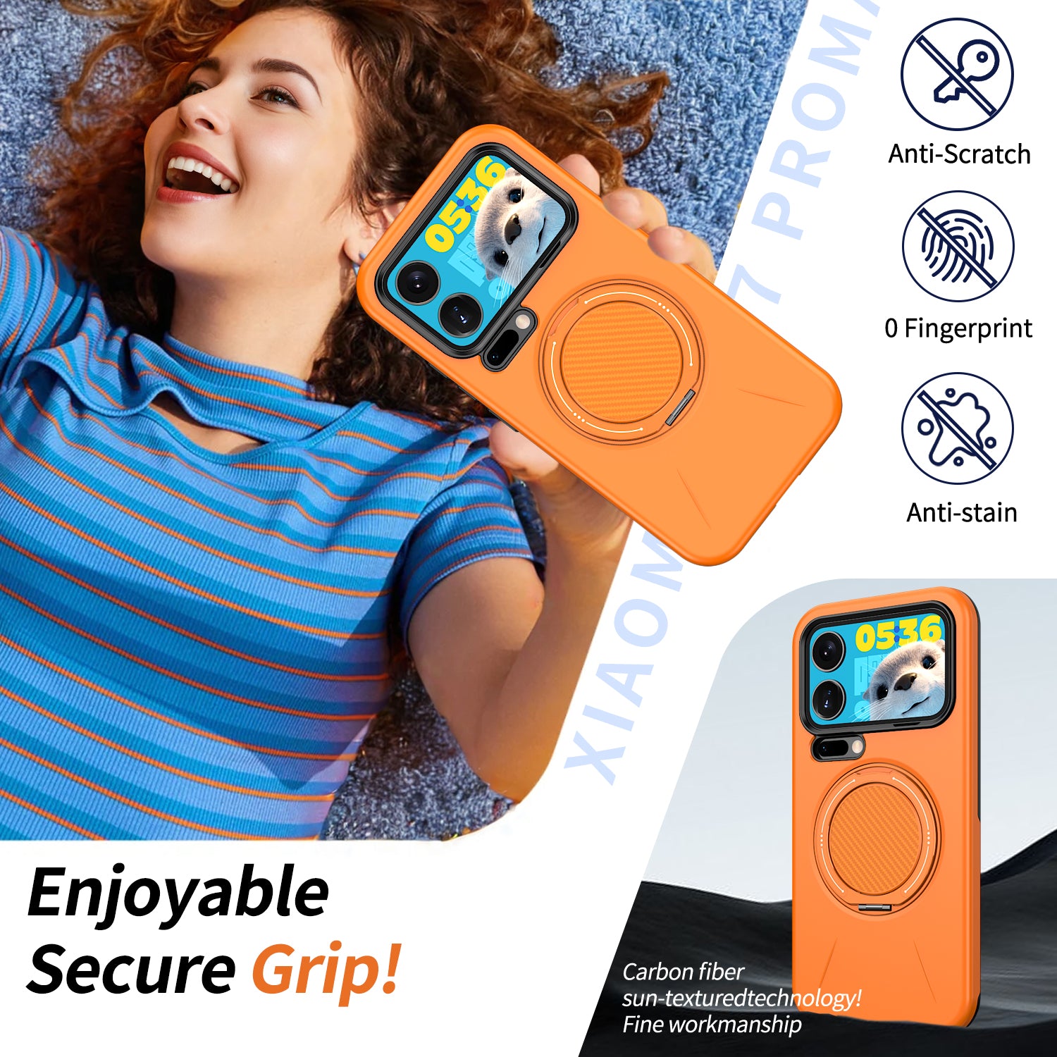 For Xiaomi 17 Pro Magnetic Case Rotating Kickstand TPU + PC Phone Cover