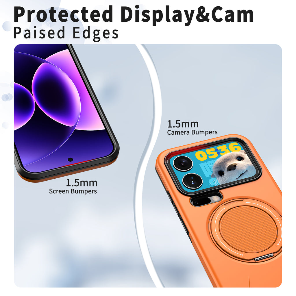 For Xiaomi 17 Pro Magnetic Case Rotating Kickstand TPU + PC Phone Cover