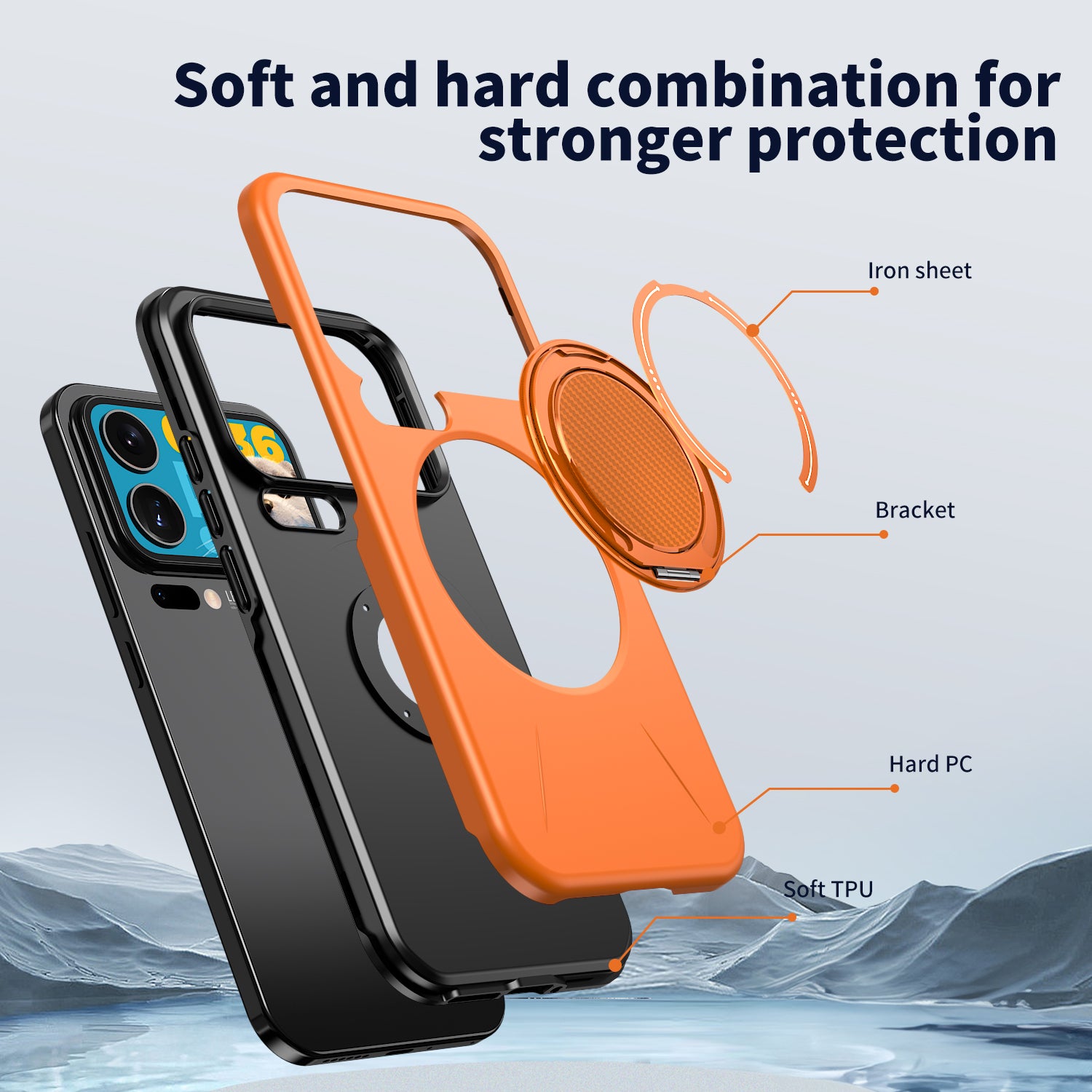 For Xiaomi 17 Pro Magnetic Case Rotating Kickstand TPU + PC Phone Cover