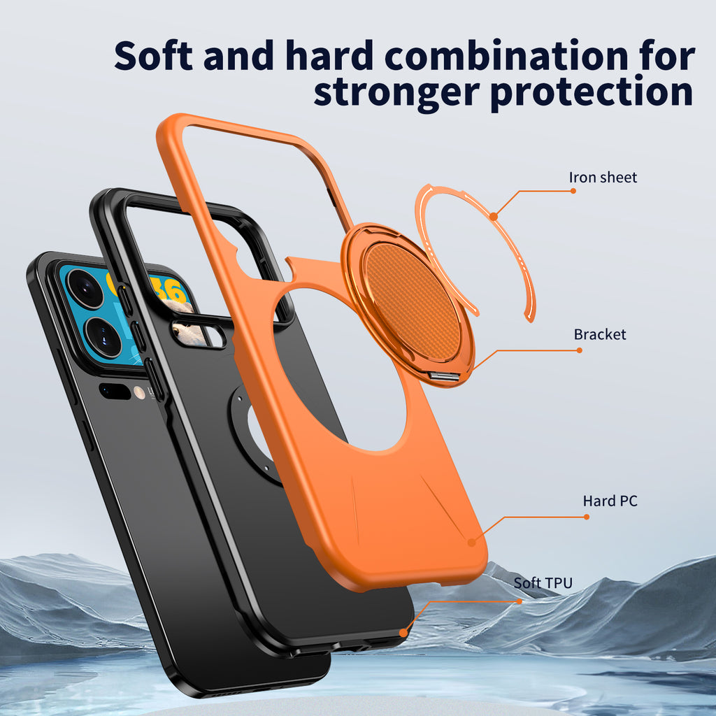 For Xiaomi 17 Pro Max Magnetic Case Rotating Kickstand TPU + PC Phone Cover