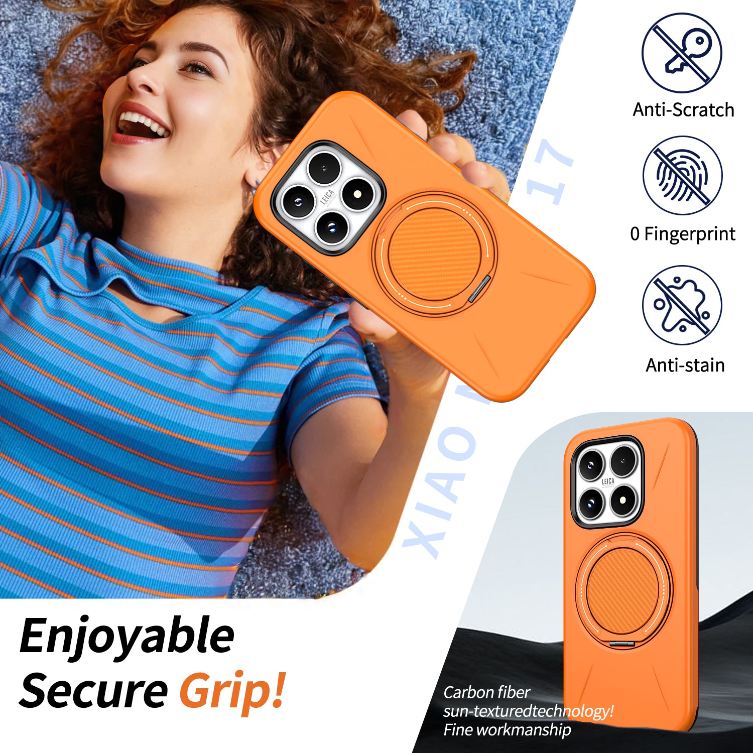 For Xiaomi 17 Magnetic Case Rotating Kickstand TPU + PC Phone Cover