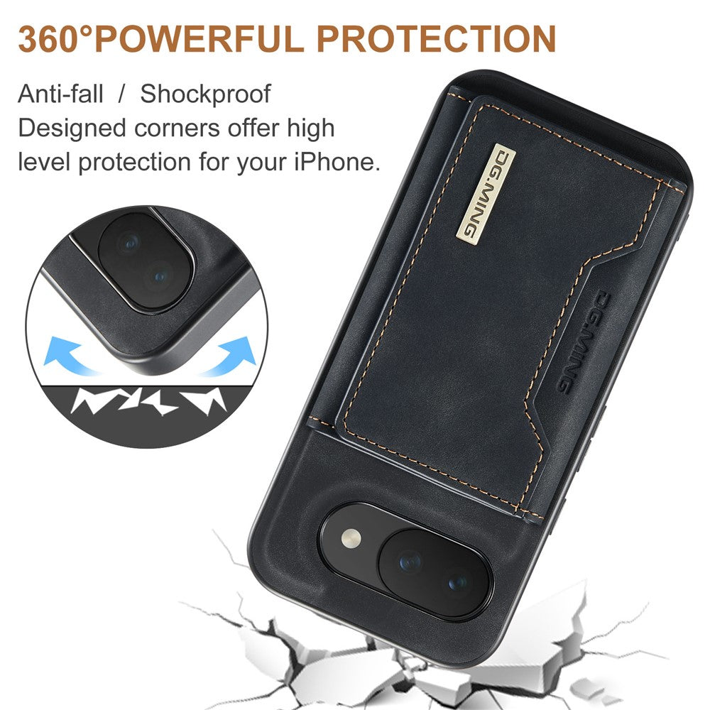 DG.MING M2 Series for Google Pixel 10a Magnetic Case PU + PC + TPU Phone Cover Detachable Wallet Kickstand