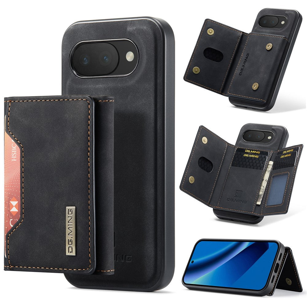 DG.MING M2 Series for Google Pixel 10a Magnetic Case PU + PC + TPU Phone Cover Detachable Wallet Kickstand