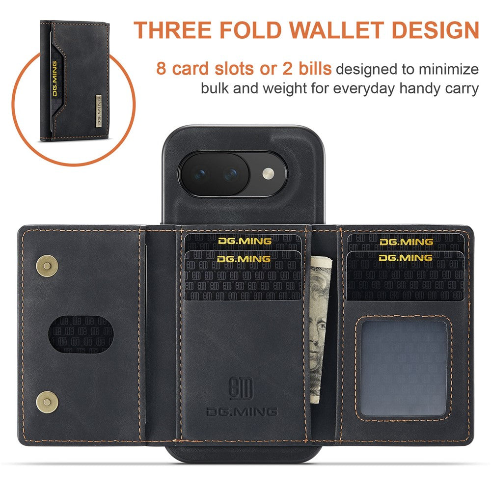 DG.MING M2 Series for Google Pixel 10a Magnetic Case PU + PC + TPU Phone Cover Detachable Wallet Kickstand