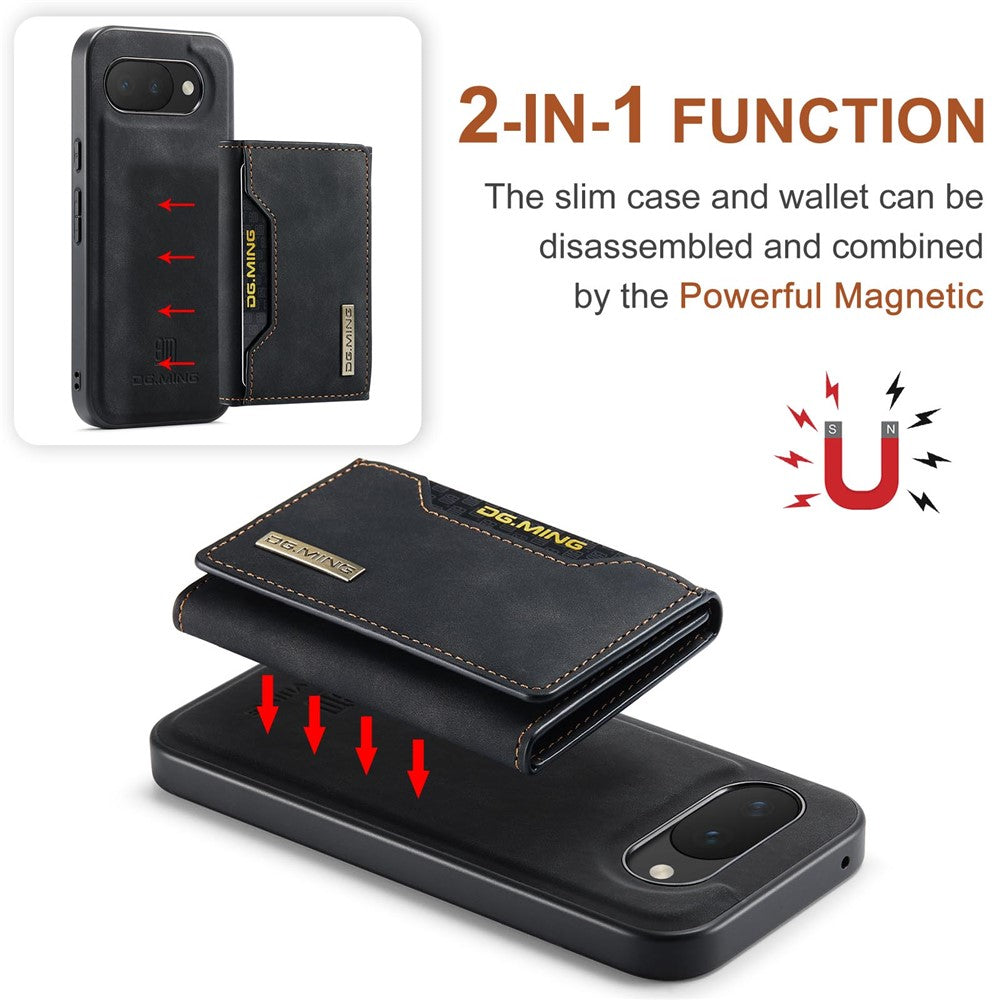 DG.MING M2 Series for Google Pixel 10a Magnetic Case PU + PC + TPU Phone Cover Detachable Wallet Kickstand
