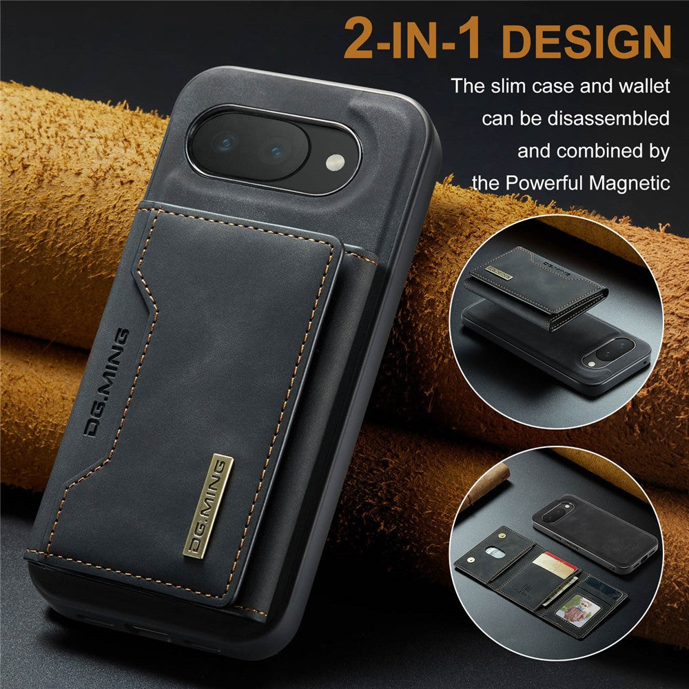 DG.MING M2 Series for Google Pixel 10a Magnetic Case PU + PC + TPU Phone Cover Detachable Wallet Kickstand