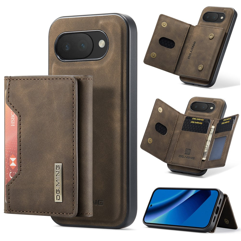 DG.MING M2 Series for Google Pixel 10a Magnetic Case PU + PC + TPU Phone Cover Detachable Wallet Kickstand