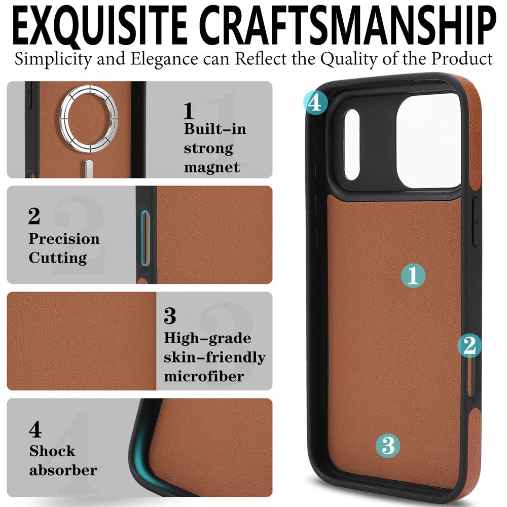 For iPhone 17 Pro Max Magnetic Case with Detachable Card Holder Kickstand TPU + PU Back Cover Compatible with MagSafe