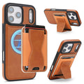 For iPhone 17 Pro Max Magnetic Case with Detachable Card Holder Kickstand TPU + PU Back Cover Compatible with MagSafe