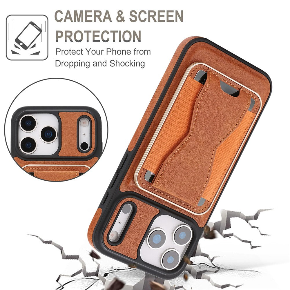 For iPhone 17 Pro Max Magnetic Case with Detachable Card Holder Kickstand TPU + PU Back Cover Compatible with MagSafe