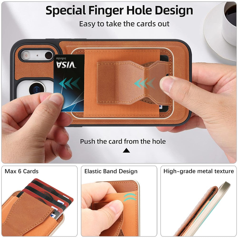 For iPhone 17 Pro Max Magnetic Case with Detachable Card Holder Kickstand TPU + PU Back Cover Compatible with MagSafe