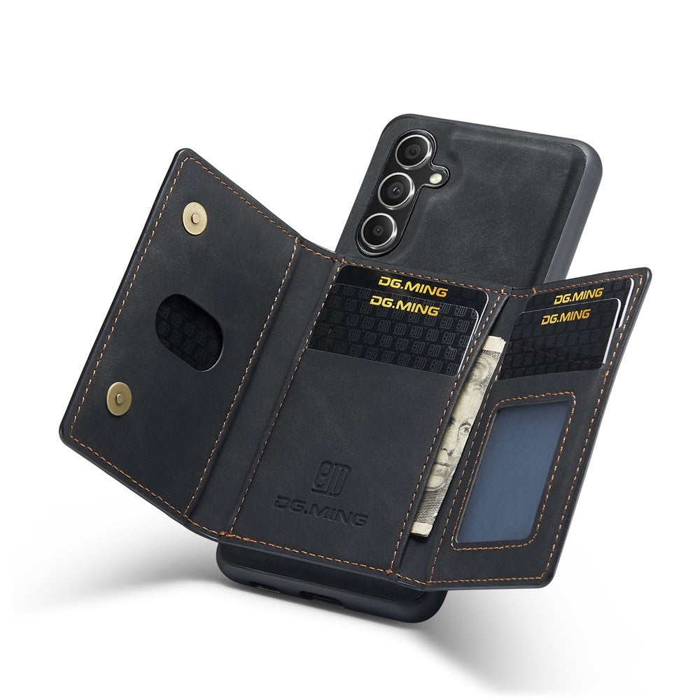DG.MING M2 Series Detachable Wallet Cover for Samsung Galaxy A14 4G / 5G , PU Leather Coated PC+TPU Kickstand Phone Case