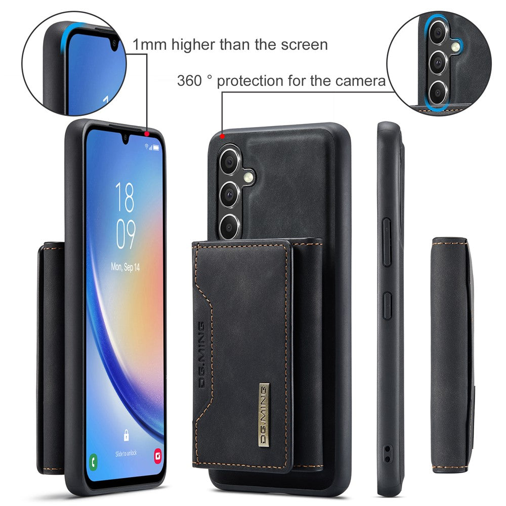 DG.MING M2 Series Detachable Wallet Cover for Samsung Galaxy A14 4G / 5G , PU Leather Coated PC+TPU Kickstand Phone Case