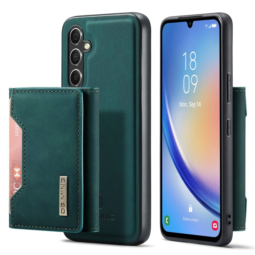 DG.MING M2 Series Detachable Wallet Cover for Samsung Galaxy A14 4G / 5G , PU Leather Coated PC+TPU Kickstand Phone Case