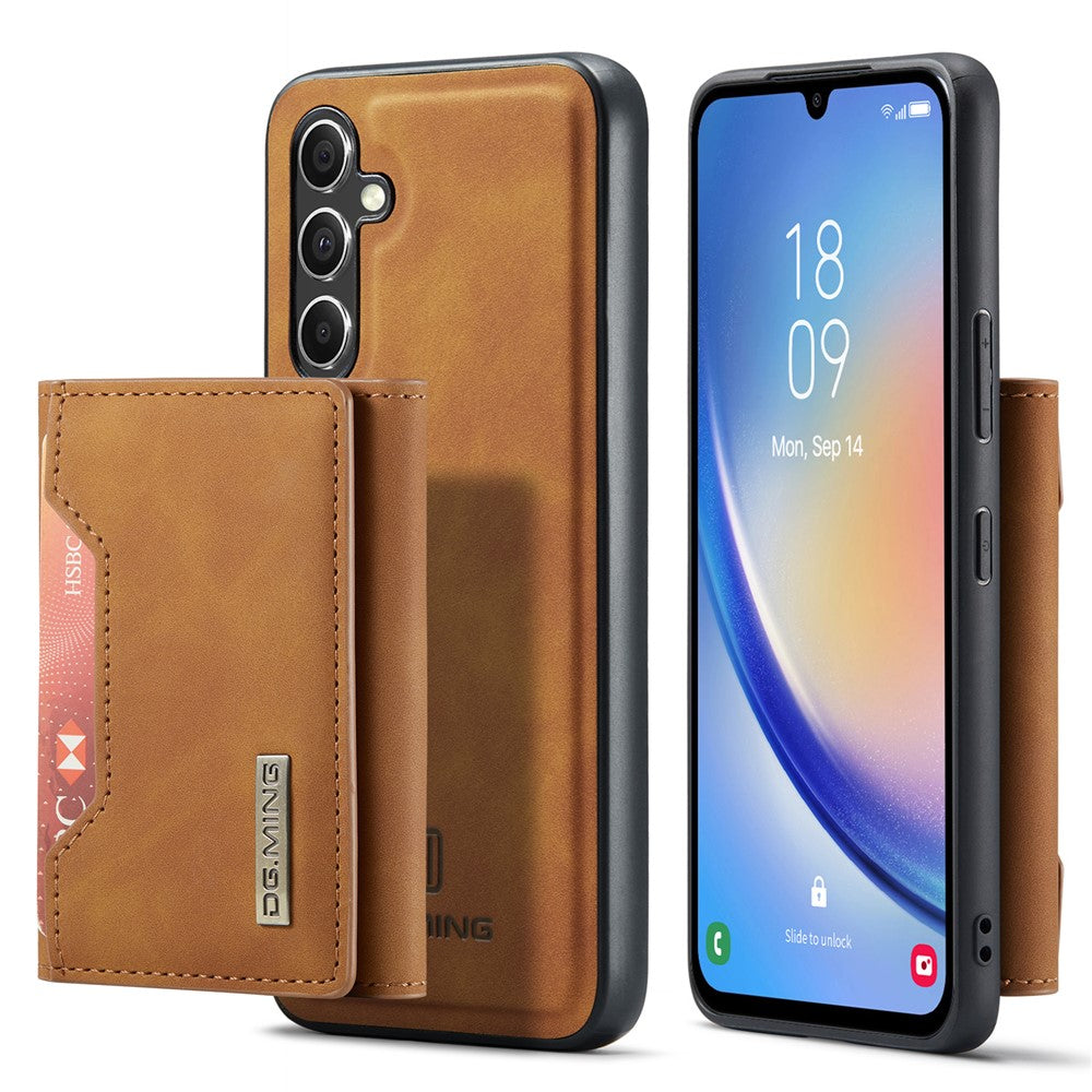 DG.MING M2 Series Detachable Wallet Cover for Samsung Galaxy A14 4G / 5G , PU Leather Coated PC+TPU Kickstand Phone Case