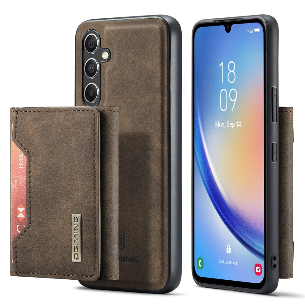 DG.MING M2 Series Detachable Wallet Cover for Samsung Galaxy A14 4G / 5G , PU Leather Coated PC+TPU Kickstand Phone Case