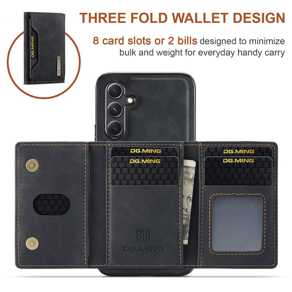 DG.MING M2 Series for Samsung Galaxy A54 5G PU Leather Coated PC+TPU Phone Case Detachable Wallet Back Kickstand Cover
