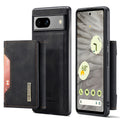 DG.MING M2 Series for Google Pixel 7a Detachable Back Cover PU Leather Coated PC+TPU Kickstand Wallet Phone Case