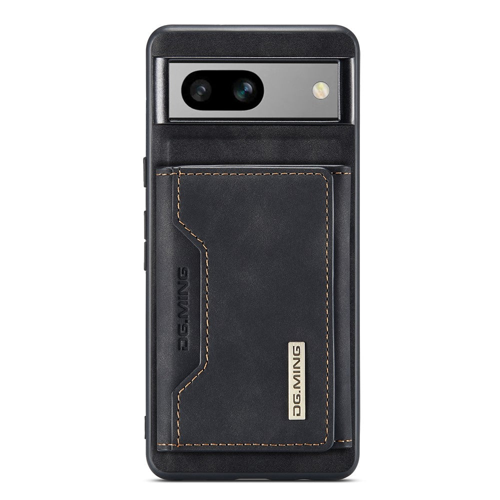 DG.MING M2 Series for Google Pixel 7a Detachable Back Cover PU Leather Coated PC+TPU Kickstand Wallet Phone Case