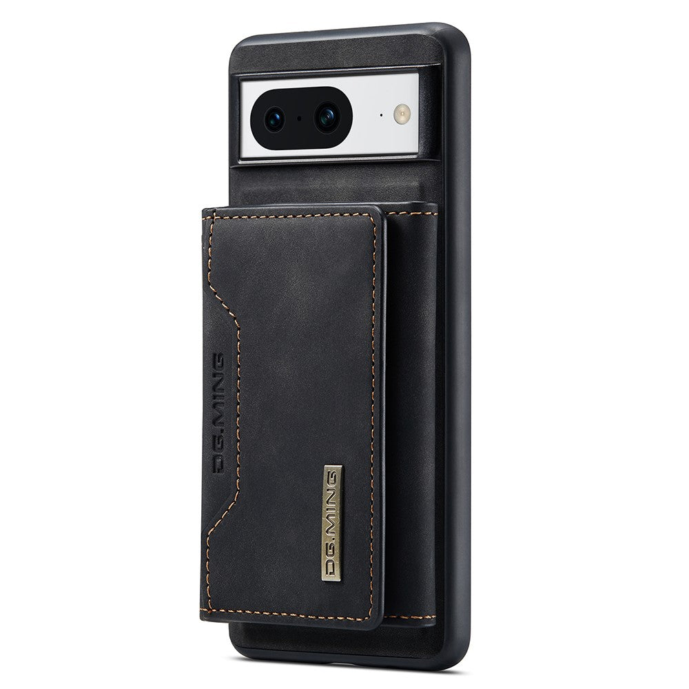 DG.MING M2 Series for Google Pixel 8 Magnetic Detachable Back Cover Leather Coated PC+TPU Kickstand Wallet Phone Case
