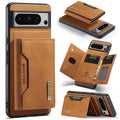 DG.MING M2 Series for Google Pixel 8 Pro Leather Coated PC+TPU Magnetic Detachable Back Cover Kickstand Wallet Phone Case