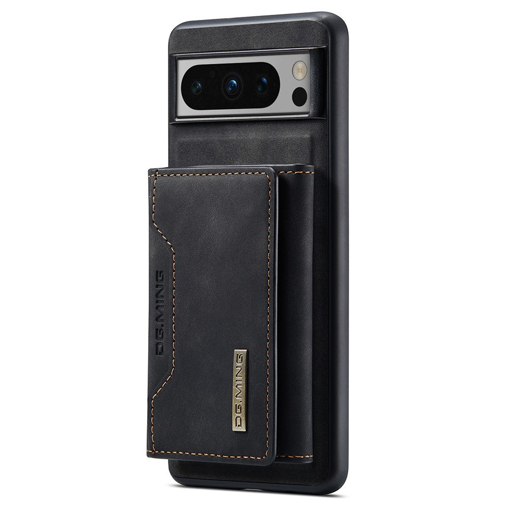 DG.MING M2 Series for Google Pixel 8 Pro Leather Coated PC+TPU Magnetic Detachable Back Cover Kickstand Wallet Phone Case