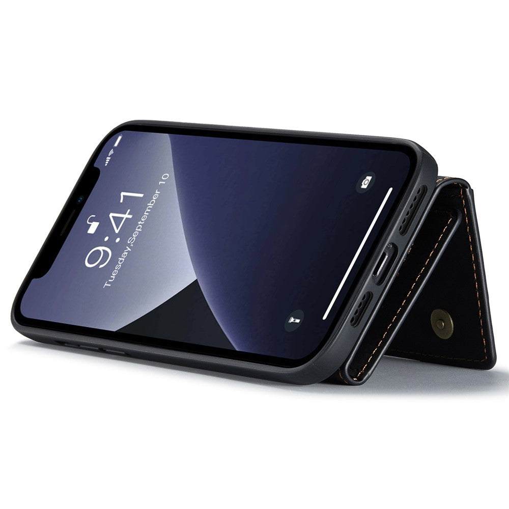 DG.MING M2 Series for iPhone 15 Pro Anti-Drop Kickstand Case PU+PC+TPU Magnetic Wallet Phone Cover