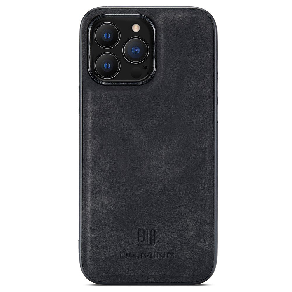 DG.MING M2 Series for iPhone 15 Pro Anti-Drop Kickstand Case PU+PC+TPU Magnetic Wallet Phone Cover