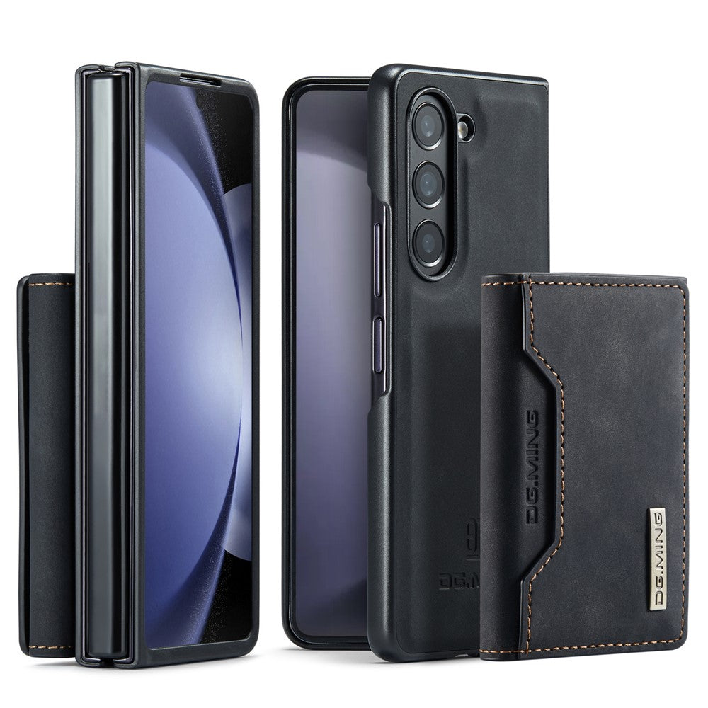 DG.MING M2 Series Kickstand Wallet Case for Samsung Galaxy Z Fold5 5G , PU Leather+PC Detachable Magnetic Phone Cover