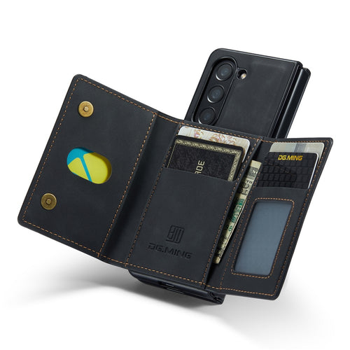 DG.MING M2 Series Kickstand Wallet Case for Samsung Galaxy Z Fold5 5G , PU Leather+PC Detachable Magnetic Phone Cover