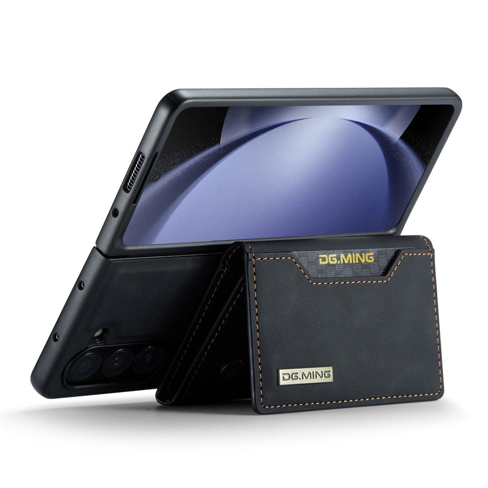 DG.MING M2 Series Kickstand Wallet Case for Samsung Galaxy Z Fold5 5G , PU Leather+PC Detachable Magnetic Phone Cover