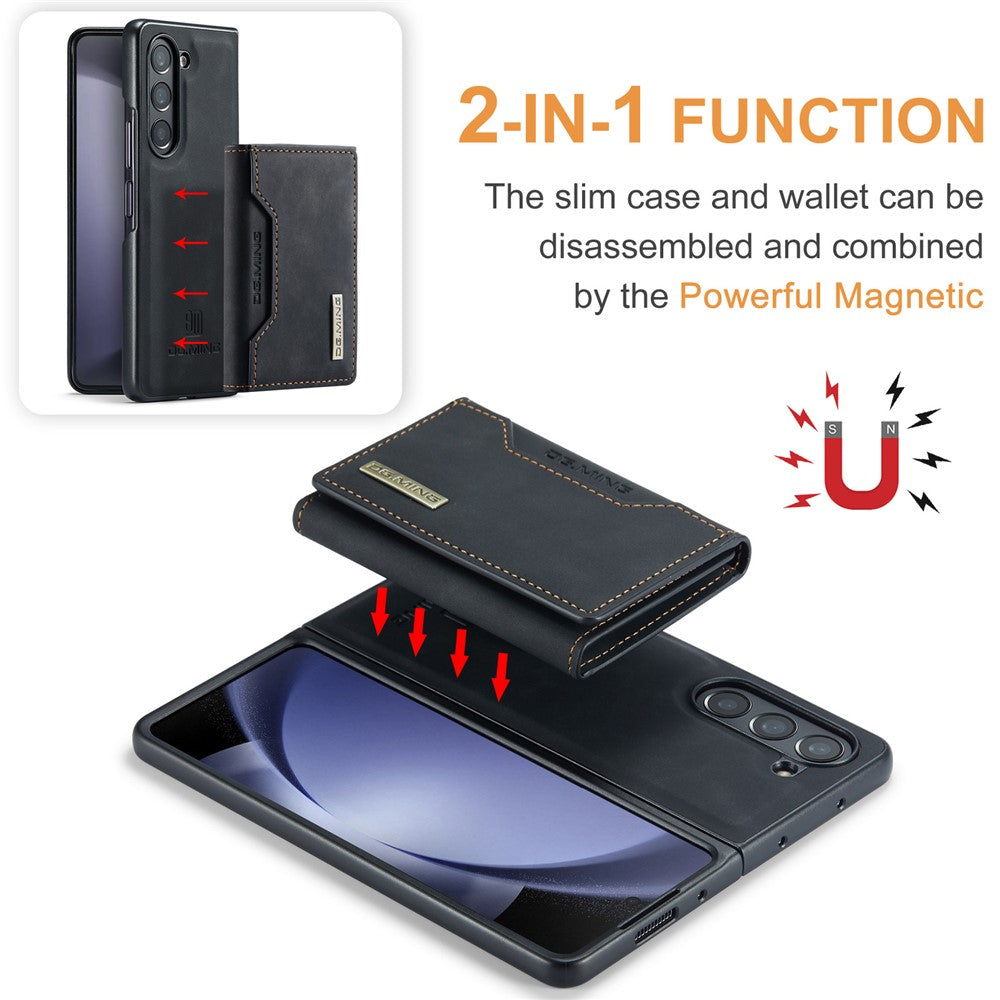 DG.MING M2 Series Kickstand Wallet Case for Samsung Galaxy Z Fold5 5G , PU Leather+PC Detachable Magnetic Phone Cover