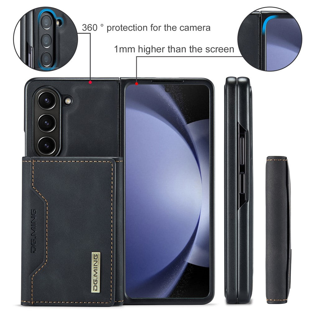 DG.MING M2 Series Kickstand Wallet Case for Samsung Galaxy Z Fold5 5G , PU Leather+PC Detachable Magnetic Phone Cover
