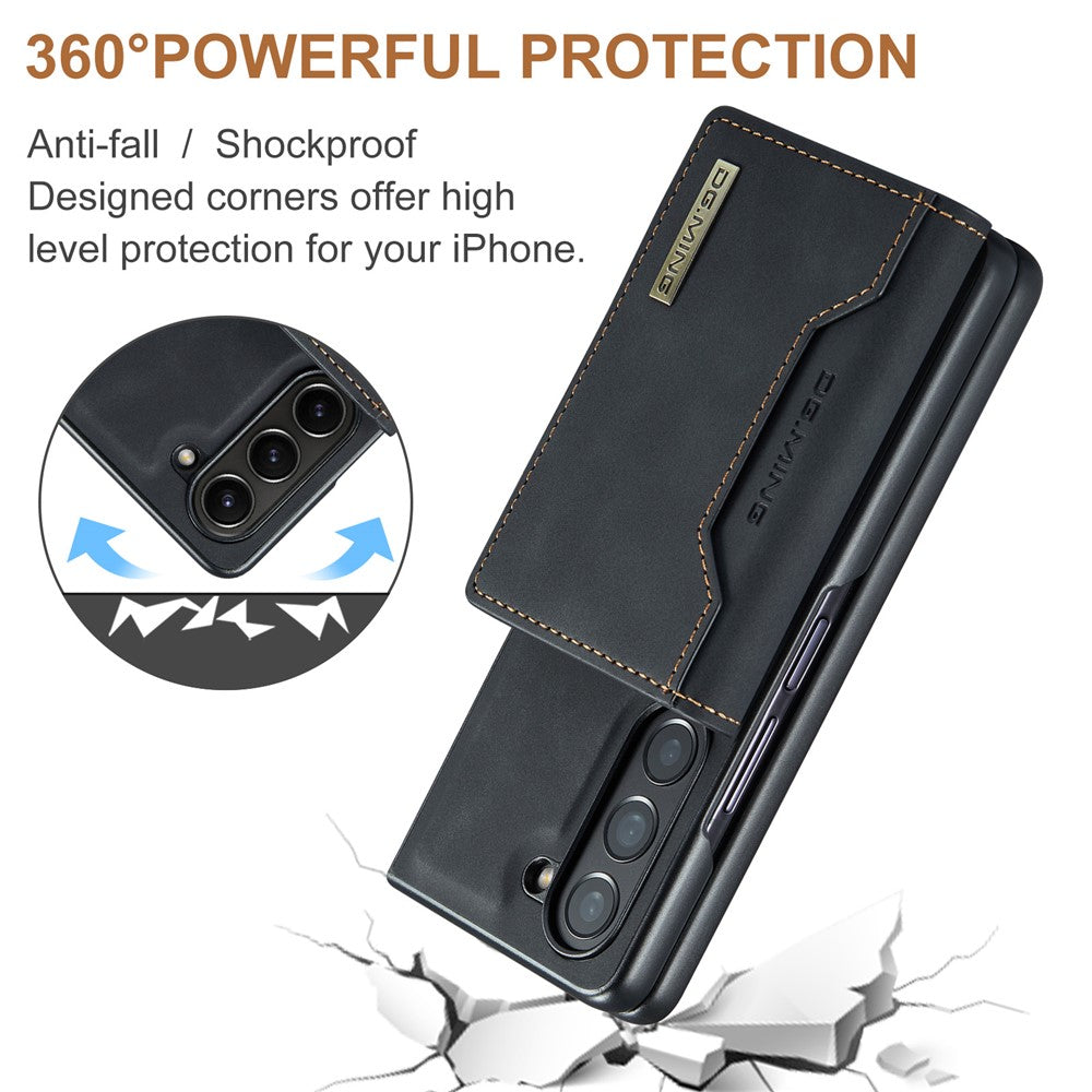 DG.MING M2 Series Kickstand Wallet Case for Samsung Galaxy Z Fold5 5G , PU Leather+PC Detachable Magnetic Phone Cover