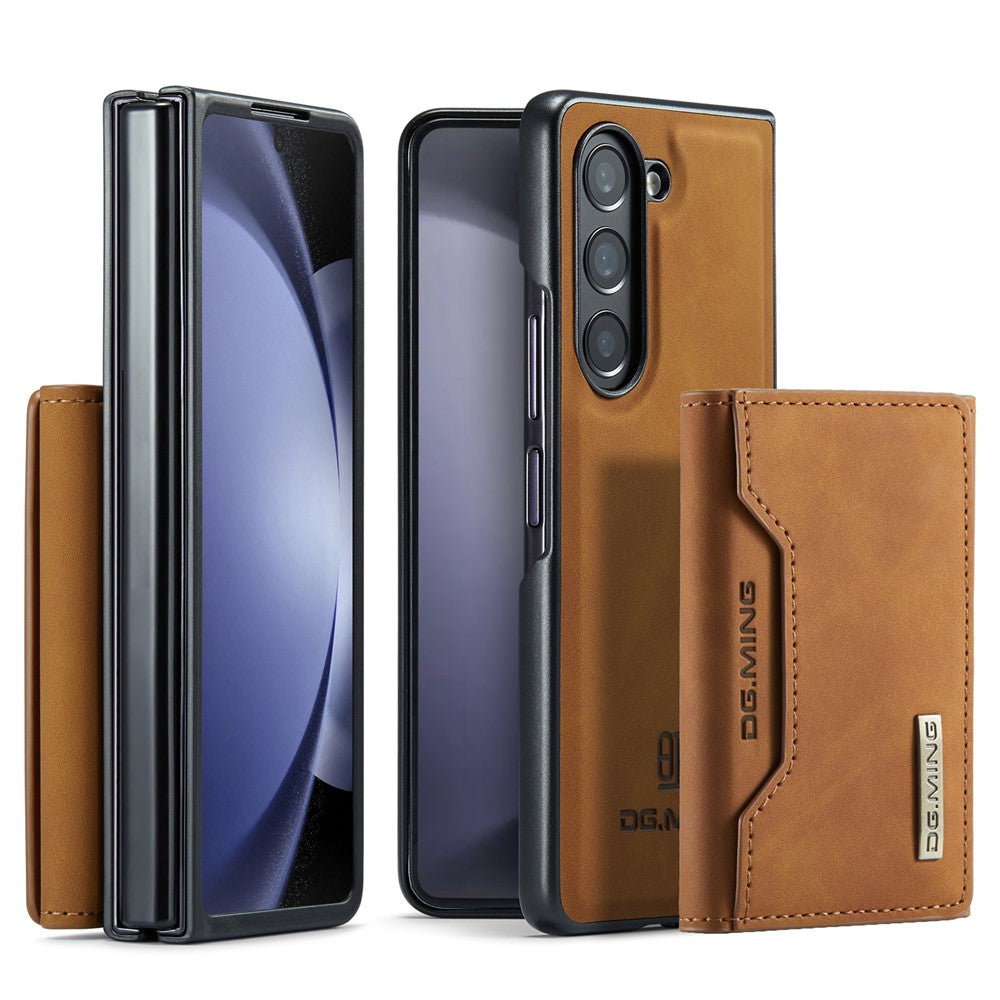 DG.MING M2 Series Kickstand Wallet Case for Samsung Galaxy Z Fold5 5G , PU Leather+PC Detachable Magnetic Phone Cover