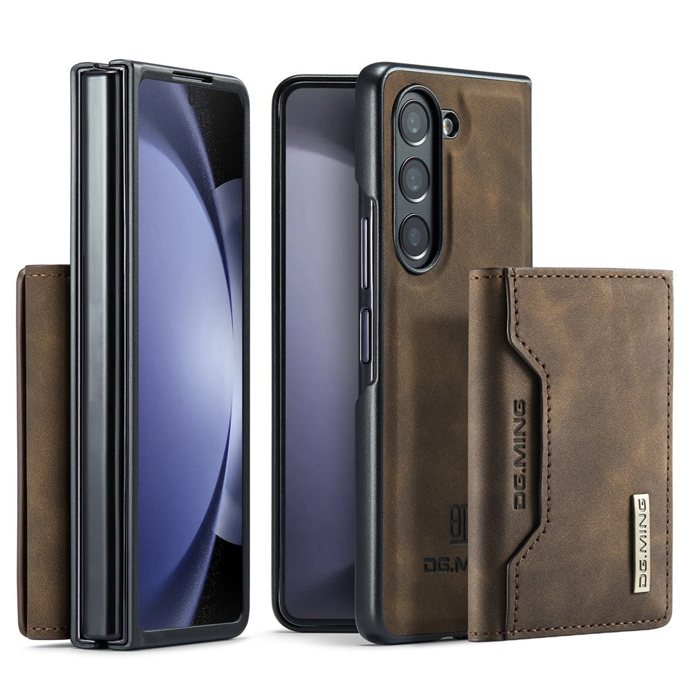 DG.MING M2 Series Kickstand Wallet Case for Samsung Galaxy Z Fold5 5G , PU Leather+PC Detachable Magnetic Phone Cover