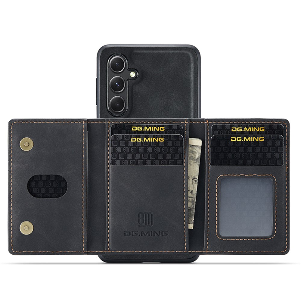 DG.MING M2 Series for Samsung Galaxy S23 FE Detachable Wallet Phone Case Kickstand Leather Coated TPU+PC Cover