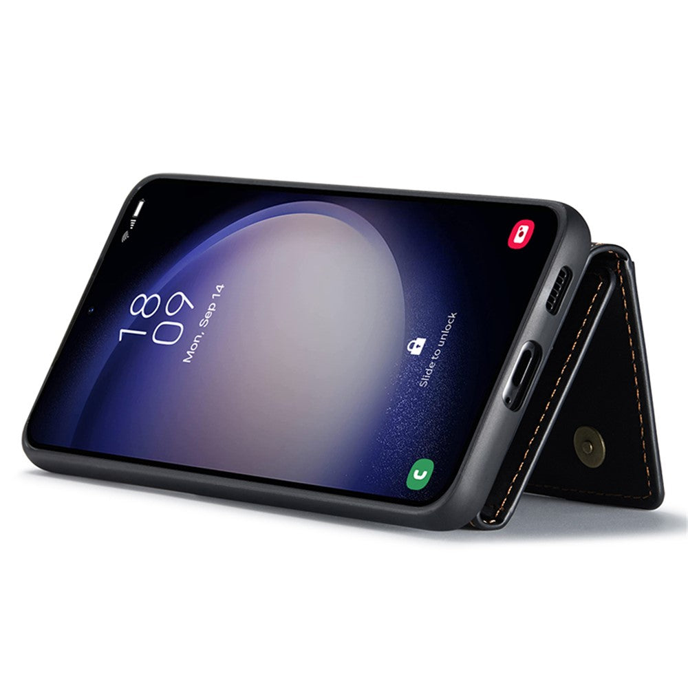DG.MING M2 Series for Samsung Galaxy S23 FE Detachable Wallet Phone Case Kickstand Leather Coated TPU+PC Cover