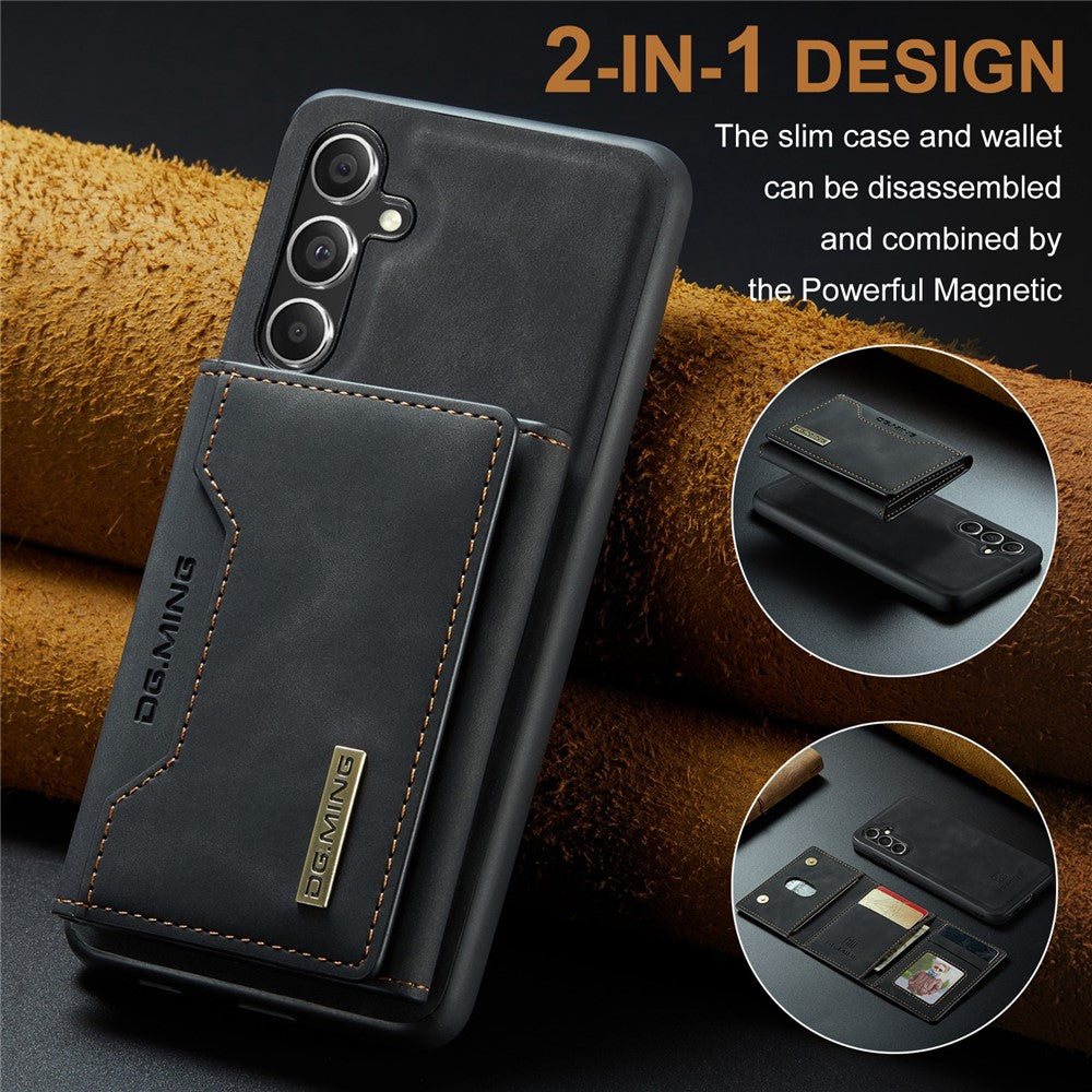 DG.MING M2 Series for Samsung Galaxy S23 FE Detachable Wallet Phone Case Kickstand Leather Coated TPU+PC Cover