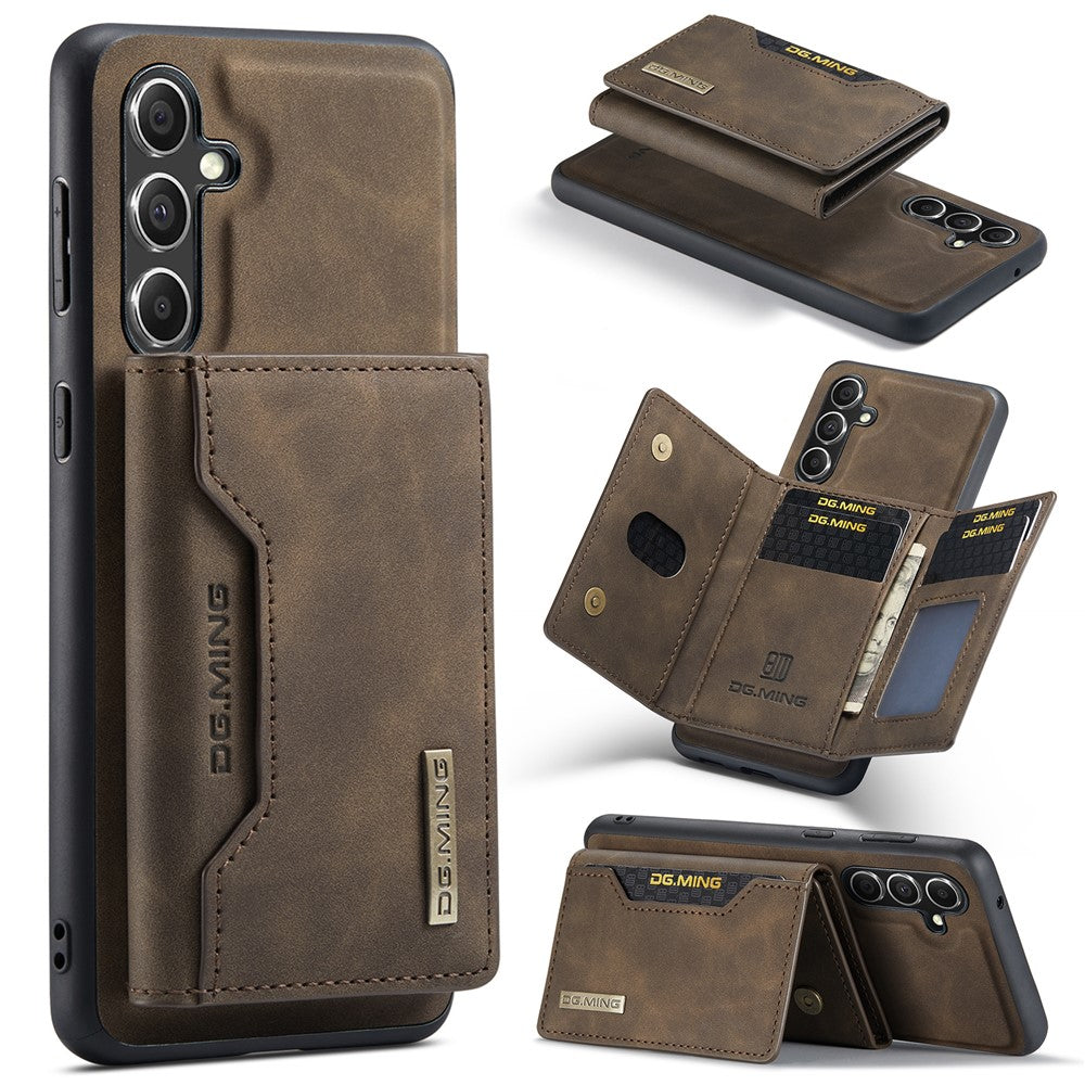 DG.MING M2 Series for Samsung Galaxy S23 FE Detachable Wallet Phone Case Kickstand Leather Coated TPU+PC Cover