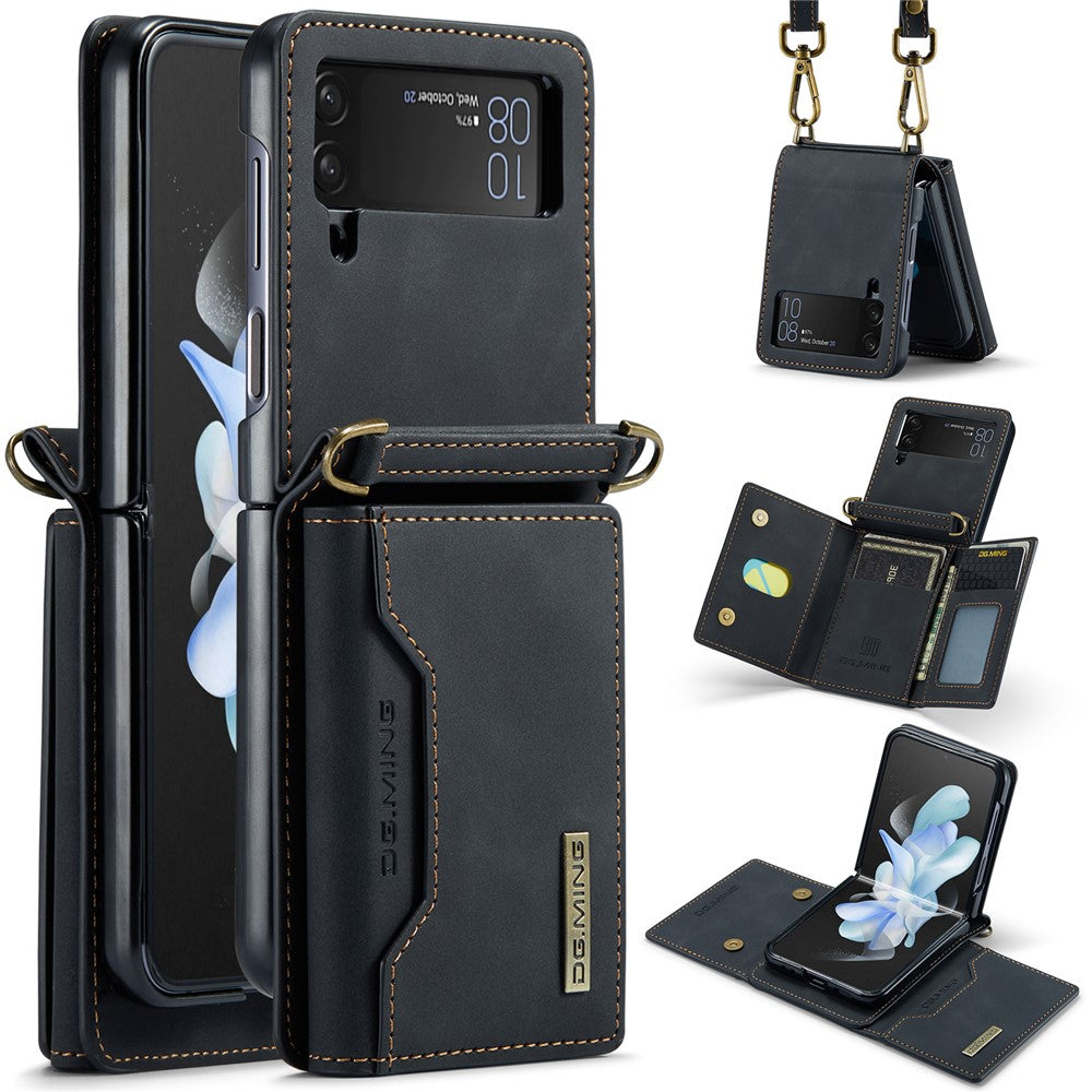 DG.MING M2 Series for Samsung Galaxy Z Flip3 5G Detachable 2 in 1 Wallet Phone Case Leather+PC Magnetic Kickstand Cover