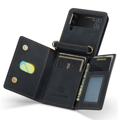 DG.MING M2 Series for Samsung Galaxy Z Flip3 5G Detachable 2 in 1 Wallet Phone Case Leather+PC Magnetic Kickstand Cover