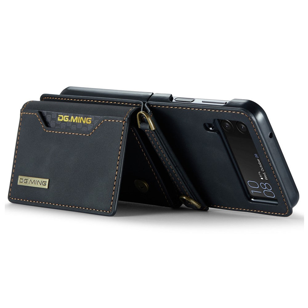 DG.MING M2 Series for Samsung Galaxy Z Flip3 5G Detachable 2 in 1 Wallet Phone Case Leather+PC Magnetic Kickstand Cover