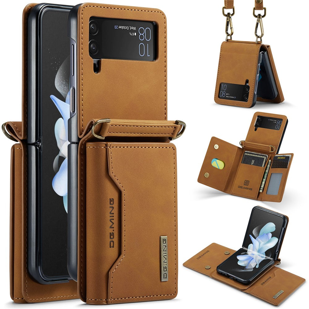 DG.MING M2 Series for Samsung Galaxy Z Flip3 5G Detachable 2 in 1 Wallet Phone Case Leather+PC Magnetic Kickstand Cover