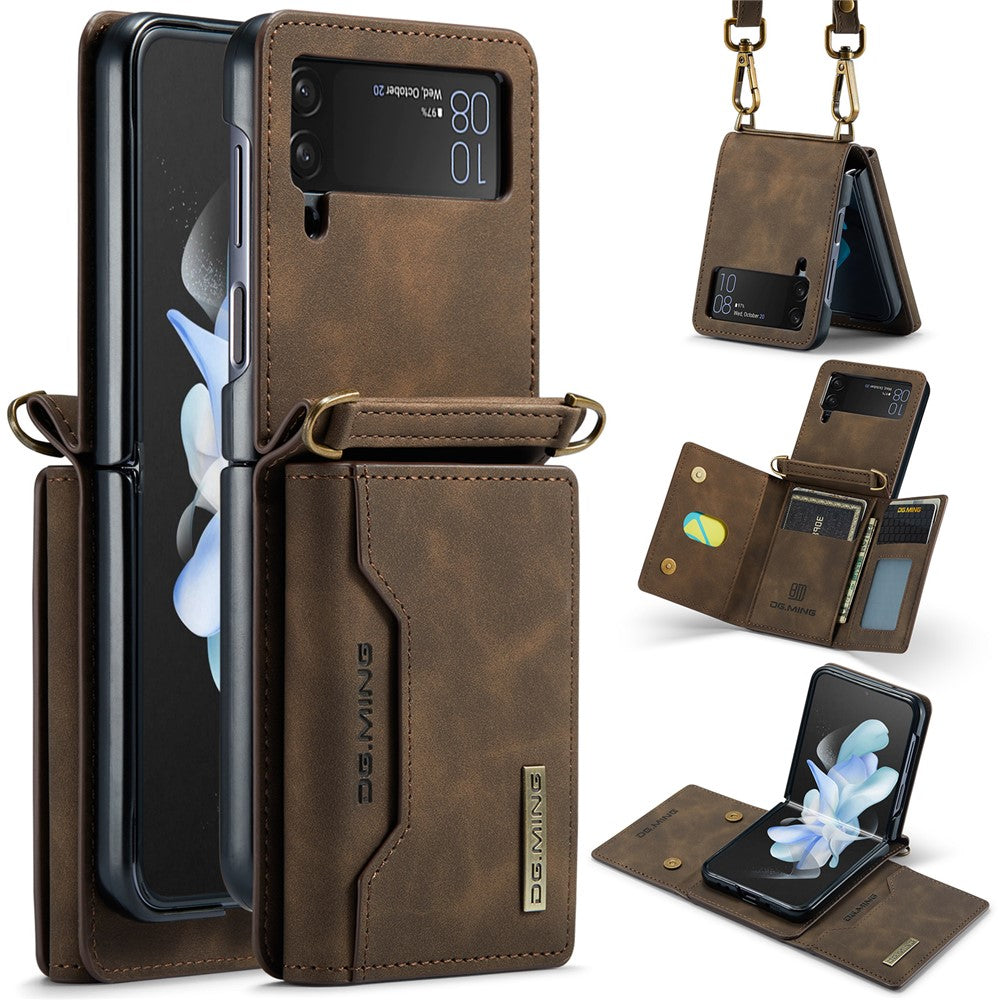 DG.MING M2 Series for Samsung Galaxy Z Flip3 5G Detachable 2 in 1 Wallet Phone Case Leather+PC Magnetic Kickstand Cover