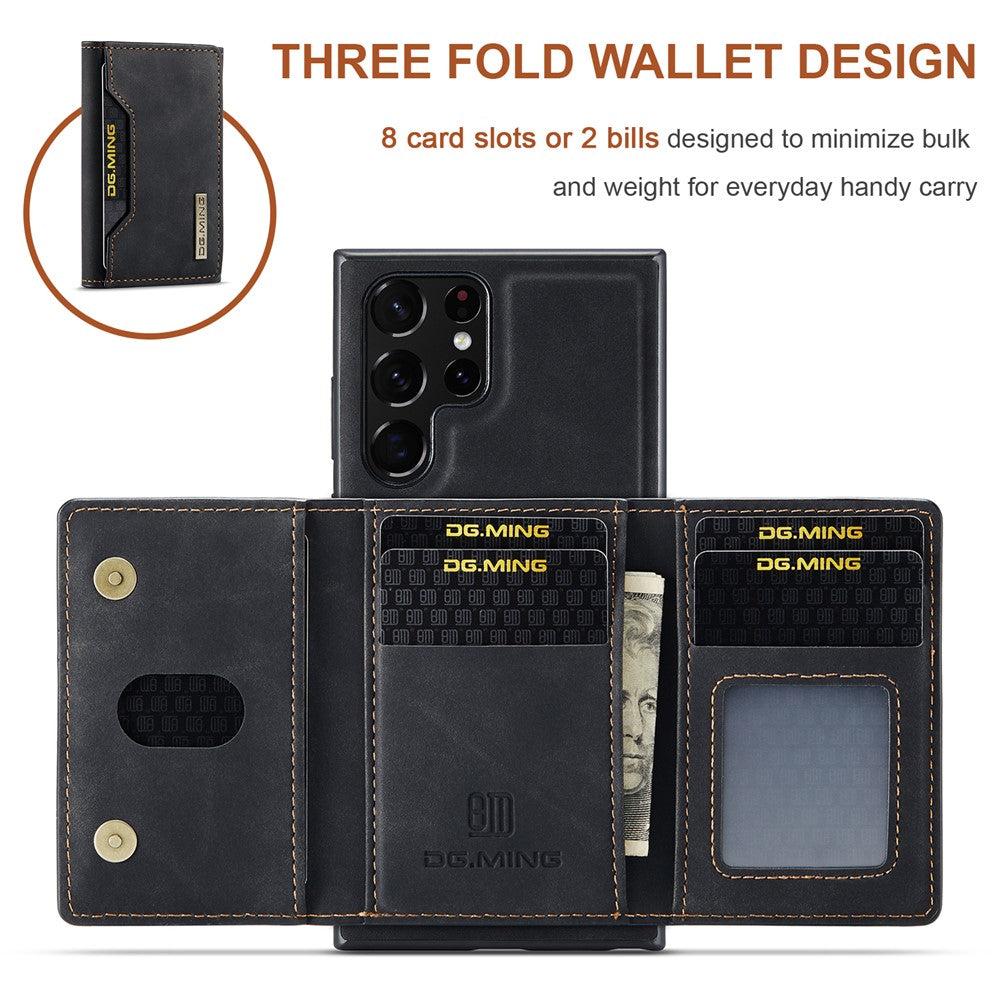 DG.MING M2 Series for Samsung Galaxy S24 Ultra Case Kickstand Cover with Detachable Magnetic Wallet