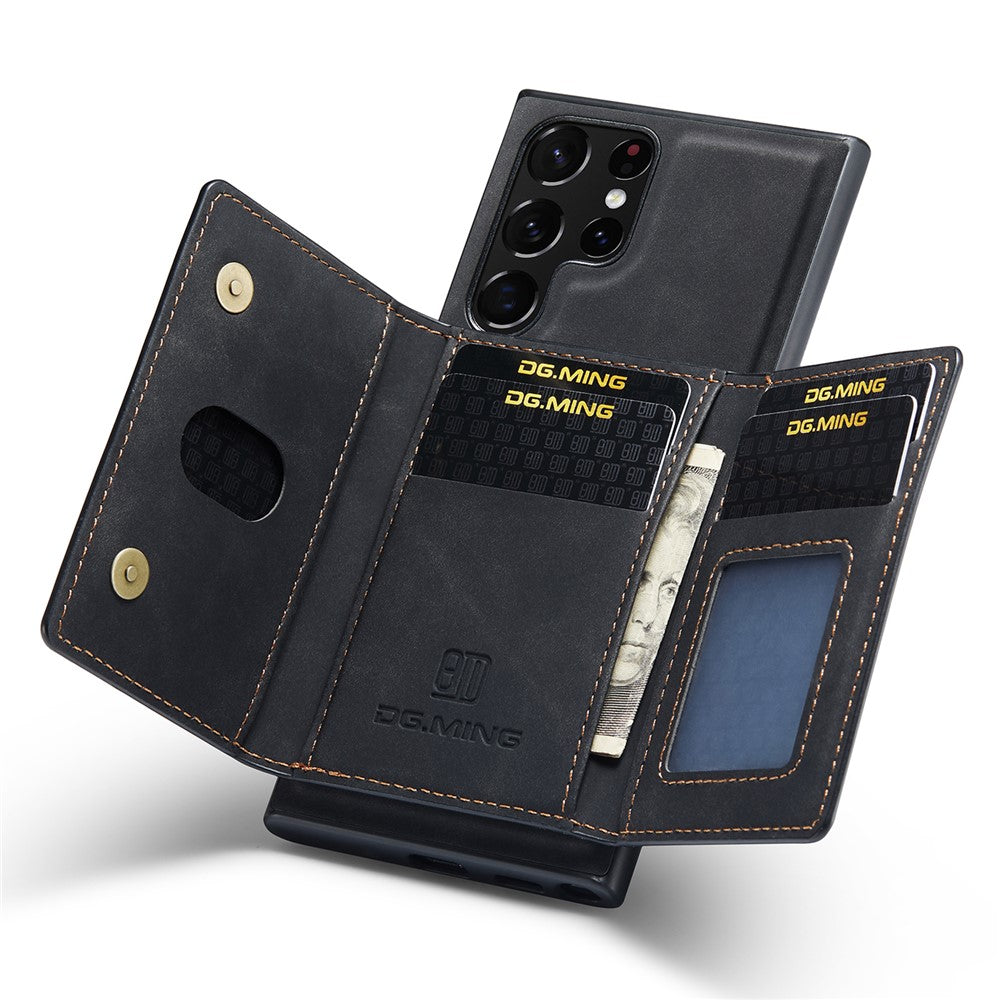 DG.MING M2 Series for Samsung Galaxy S24 Ultra Case Kickstand Cover with Detachable Magnetic Wallet