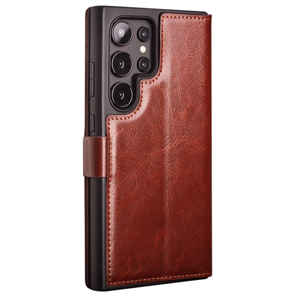 QIALINO For Samsung Galaxy S24 Ultra Wallet Case Genuine Cow Leather Folio Flip Cover